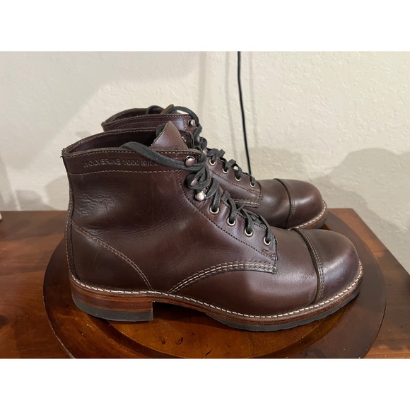 Wolverine 1000 Mile Cap Toe Work BootsLeather Dark Brown Vibram Lace Up 10 D